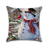 Christmas,Snowman,Printing,Cotton,Linen,Cushion,Cover,Decorative,Pillow