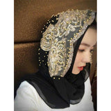 Women,Chiffon,Beaded,Headband,Scarf,Arabian,Scarf,Turban,Shawl