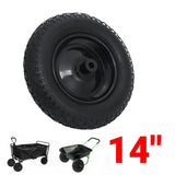 Black,Pneumatic,Wheelbarrow,Wheel,Trolley,Garden,Solid,Puncture,Proof,Wagon