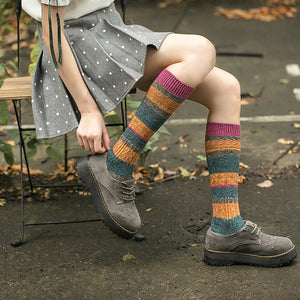 Women,Patchwork,Harajuku,Style,Socks,Casual,Cotton,Elastic,Stockings