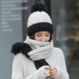 Knitted,Beanie,Scarfs,Thickening,Bobble