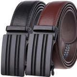 Men's,Leather,Automatic,Buckle,Matte,Black,Alloy,Buckle,Layers,Leather