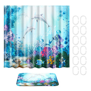 Waterproof,Shower,Curtain,Underwater,World,Dolphin,Bathroom