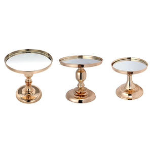 Plated,Mirror,Stand,Glass,Round,Wedding,Display,Pedestal