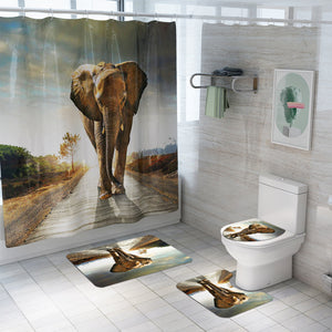 Elephant,Bathroom,Toilet,Floor,Waterproof,Shower,Curtain,Flannel,Coloured,Bathroom,Carpet