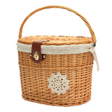 13.7x11x9.4inch,Front,Basket,Handcraft,Wicker,Willow,Shopping,Carry,Washable,Linen,Bicycle,Basket,Outdoor,Cycling