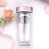 380ML,Double,Glass,Tumbler,Water,Bottle,Filter,Infuser,Travel