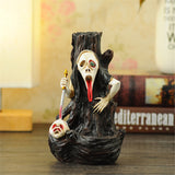 Skull,Shape,Resin,Backflow,Incense,Burner,Tower,Statue,Figurine,Ghost,Decor