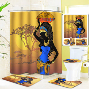 Exotic,African,Girls,Bathroom,Shower,Curtain,Toilet,Cover