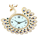 Large,Flower,Peacock,Diamond,Clock,Metal,Modern,Office,Decorations