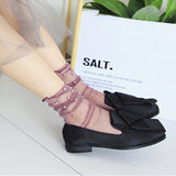 Women,Black,Harajuku,Socks,Hollow,Breathable,Pearl,Ankle,Socks