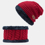 Knitted,Velvet,Padded,Collar],Beanie