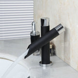 Modern,Unique,Bathroom,Basin,Faucet,Single,Handle,Kitchen,Mixer,Waterfall,Faucet,Black