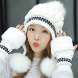 Women,Winter,Cotton,Gloves,Double,Layers,Windproof,Stretchable,Knitted