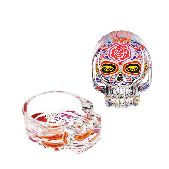 Three,Holder,Skull,Glass,Ashtray,Accessories,Smoker,(Random,Color),Storage,Decorations