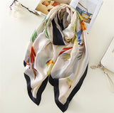 Scarves,Imitation,Satin,Women,Parrot,Printed,Beach,Towel,Sunscreen,Scarf