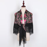 Ethnic,Twill,Cotton,Fringed,Square,Scarf,Retro,Shawl,Print,Scarf