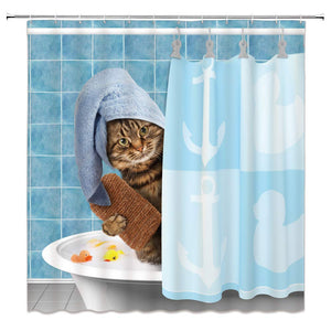 Bathing,Bathroom,Shower,Curtain,Waterproof,Fabric,Hooks