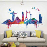 Loskii,FX82039,World,Architectural,Sticker,Removable,Stickers,Vinyl,Decals,Decor,Living