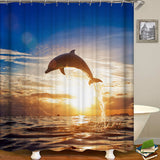 Dolphin,Pattern,Shower,Curtain,Waterproof,Fabric,Accessory,Printing,Ocean,Curtain