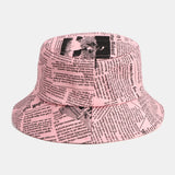 Unisex,Newspaper,Pattern,Cotton,Broad,Sunscreen,Visor,Fashion,Casual,Bucket