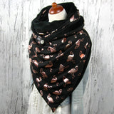 Women,Velvet,Thickness,Animal,Crane,Pattern,Fashion,Casual,Winter,Outdoor,Scarf,Shawl