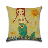 Mermaid,Printed,Cotton,Linen,Cushion,Cover,Square,Decor,Comfortable,Pillow
