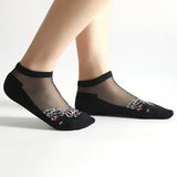 Women,Summer,Ultra,Breathable,Socks,Jacquard,Crystal,Ankle,Socks