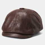 Cracked,Leather,Newsboy,Retro,Beret