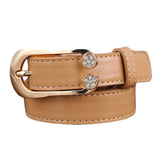 Women,Ladies,Second,Layer,Leather,Diamond,Waist,Metal,Buckle,Dress,Waistband