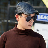 Leather,Solid,Color,Sunscreen,Casual,Forward,Beret