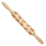 Loskii,JM01690,Wooden,Christmas,Embossed,Rolling,Dough,Stick,Baking,Pastry,Christmas,Decoration