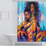 Graffiti,Couple,Bathroom,Waterproof,Shower,Curtain,Toilet,Cover