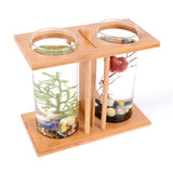 Light,Clear,Glass,Betta,Aquarium,Bamboo,Shelf,Office