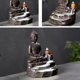 Ceramic,Buddha,Incense,Statue,Buddhist,Smoke,Backflow,Censer,Burner,Holder,Decor