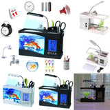 Small,Aquarium,Goldfish,Thermometer,Alarm,Clock,Light