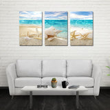 Miico,Painted,Three,Combination,Decorative,Paintings,Beach,Shell,Decoration