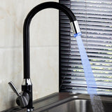 Black,Plating,Kitchen,Faucet,Single,Handle,Colors,Changing,Basin,Mixer