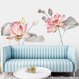 Lotus,Flower,Poster,Vinyl,Sticker,Removable,Decor,Chinese,Style