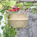 Folding,Flower,Plant,Straw,Storage,Baskets,Flower,Handmade,Hanging,Basket,Decor