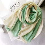 Women,Cotton,Gradient,Contrast,Color,Ladies,Casual,Elegant,Winter,Autumn,Protection,Scarf,Shawl