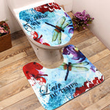 Purple,Flowers,Dragonfly,Bathroom,Pedestal,Toilet,Cover,Floor,Carpet,Doormat