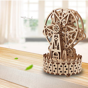 Antique,Rotating,Wooden,Music,Ferris,Wheel,Laser,Parts,Puzzle,Building,Mechanical,Model,Decorations