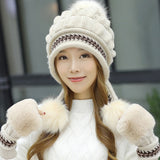 Women,Winter,Cotton,Gloves,Double,Layers,Windproof,Stretchable,Knitted