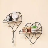 Heart,Shaped,Metal,Wooden,Hanging,Shelf