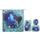 Ocean,Dolphin,Swimming,Decor,Shower,Curtain,Waterproof,Pedestal,Toilet,Cover,Shower,Curtains