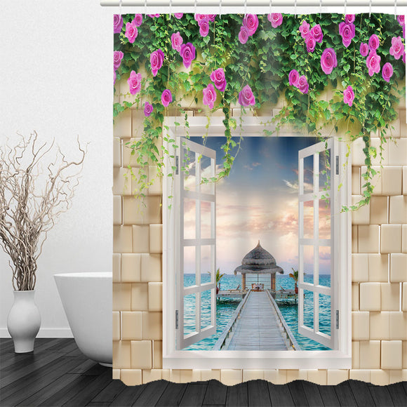 180180cm3D,Waterproof,Bathroom,Shower,Curtain,Printing,Polyester