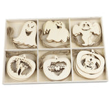 36pcs,Halloween,Wooden,Ghost,Pattern,Pendants,Ornaments,Natural,Halloween,Festival