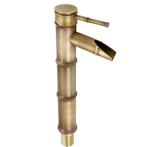 Single,Handle,Mount,Bathroom,Bamboo,Vessel,Faucet,Antique,Copper,Spout,Mixer