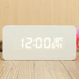 Voice,Control,Wooden,Wooden,Rectangle,Temperature,Digital,Alarm,Clock,Humidity,Thermometer